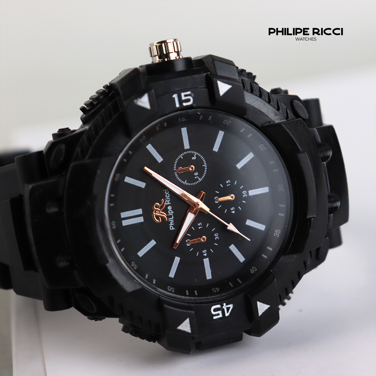 Jual PhiLipe Ricci Jam Tangan Pria Sport Tali Karet Dial Bulat Besar ...