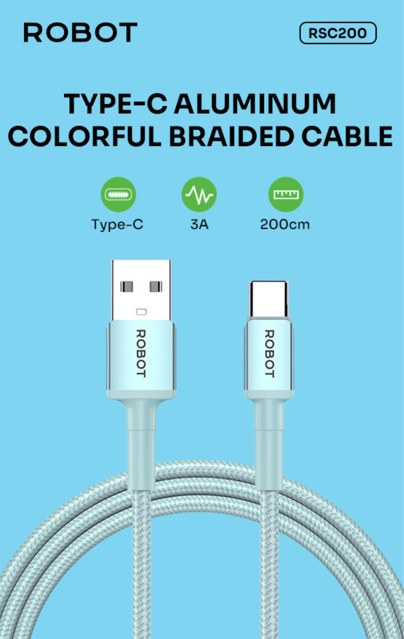Jual ROBOT Kabel Data Quick Charge Type C Micro USB Lighting 2M Data ...