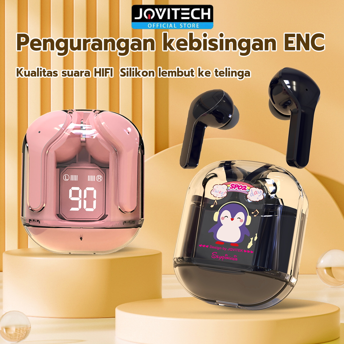 Jual (Penguin style LUCU )Jovitech Headset Bluetooth TWS ENC