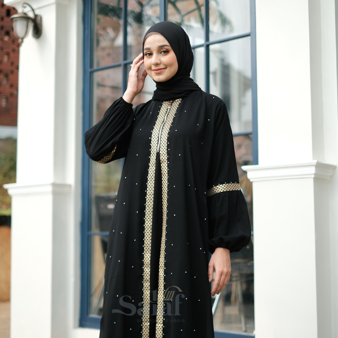 Jual Gamis Hitam Turkey Abaya Saudi Bahan Jetblack Resleting Depan