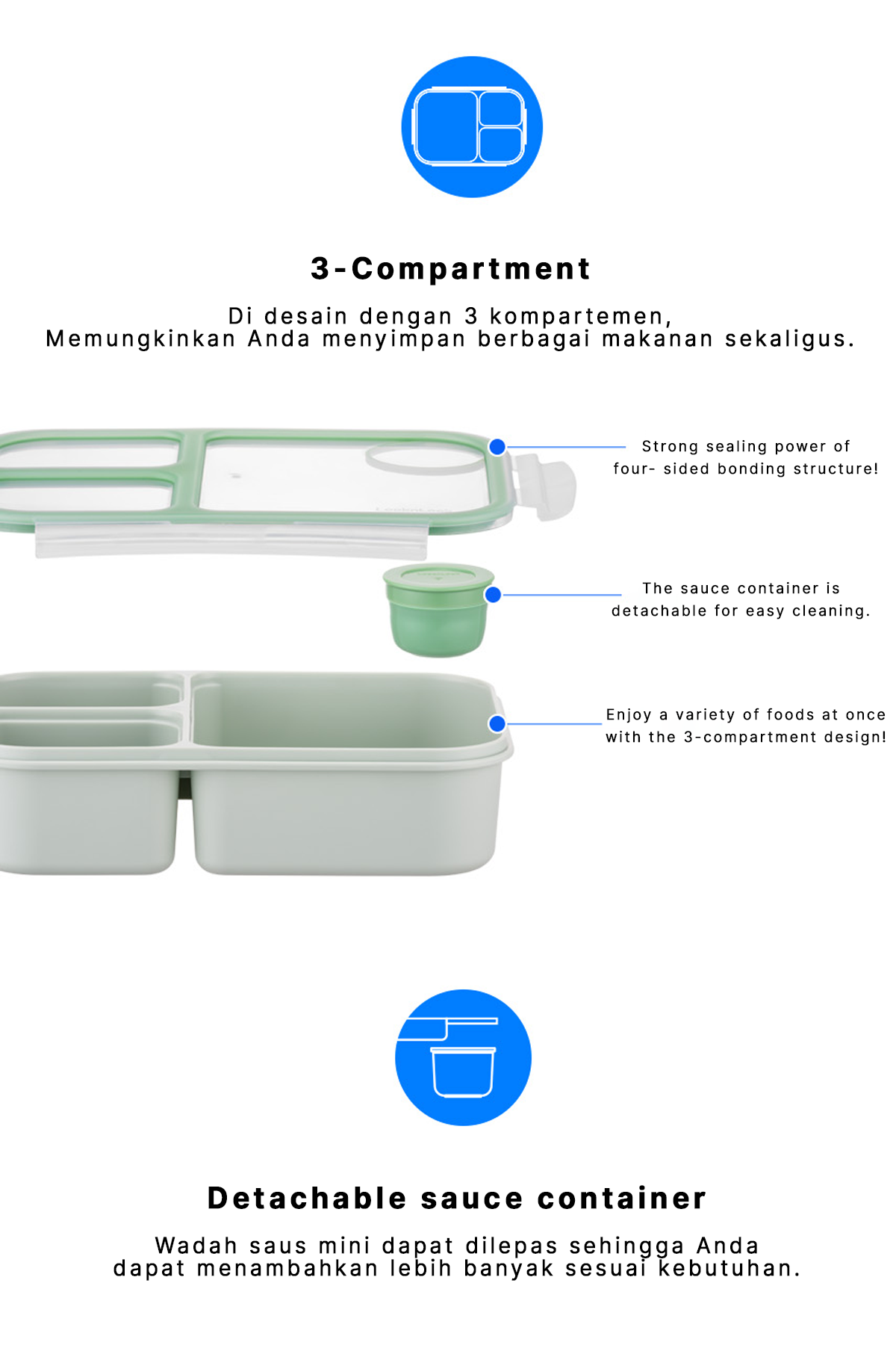 Jual LocknLock Lunch Box To-Go 3 Compartment Kotak Makan 980ml - HPL781 ...