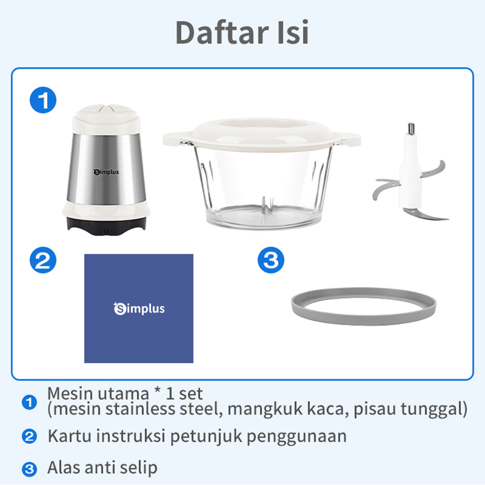 Jual Simplus Chopper Blender 2L Penggiling Daging Bumbu Cabai Serbaguna ...