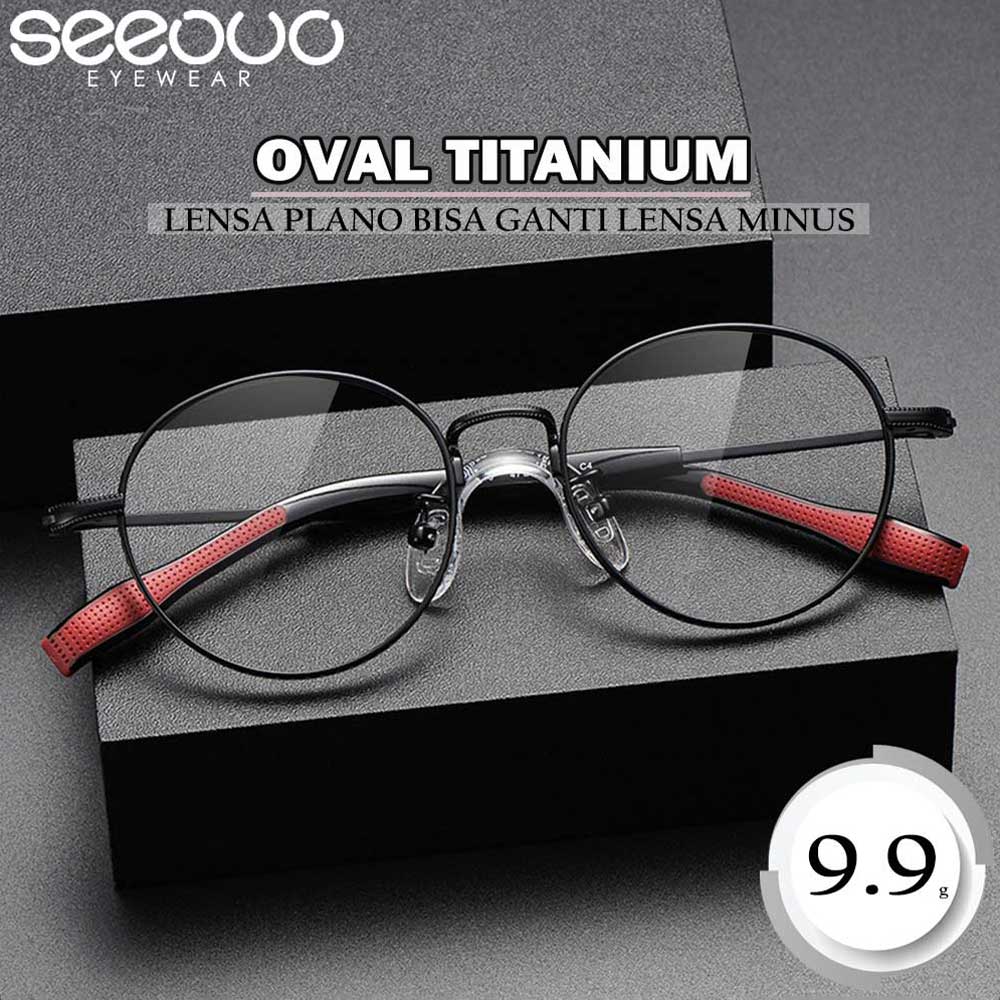 Jual Seeouo Frame Kacamata Plano Lens Model Bulat Retro Style Light