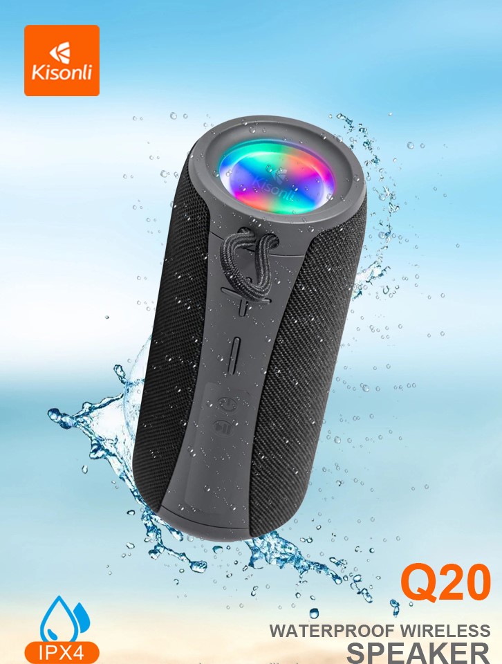 Jual KISONLI Speaker Bluetooth Q20 Waterproof IPX4 With LED Light Bass ...