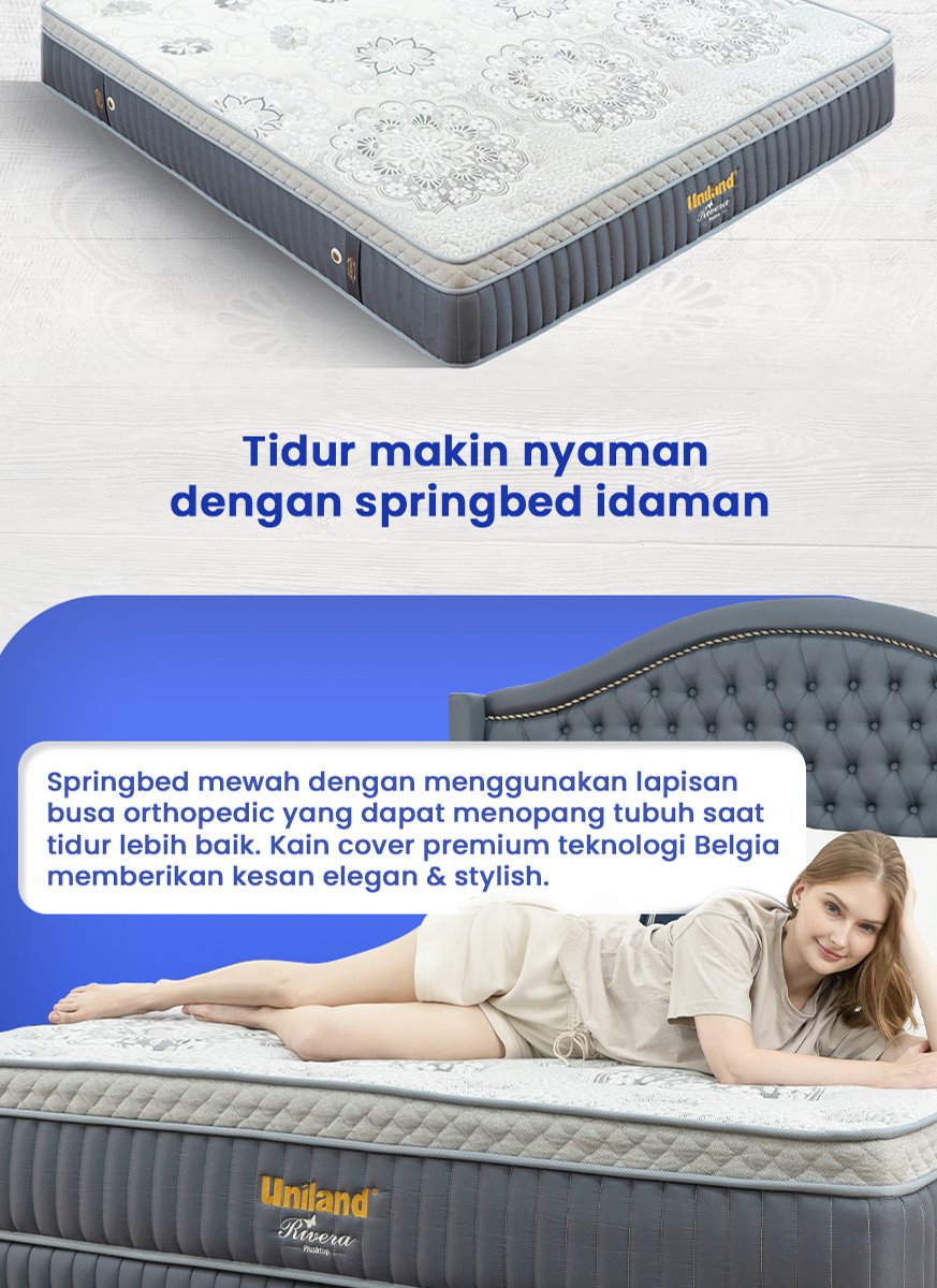 Jual Uniland Springbed Rivera Emira Plushtop Full Set | Shopee Indonesia