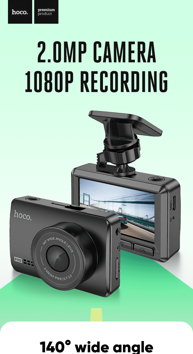 Jual Hoco Dash Cam Driving Recorder 1080P QHD 2.45inch IPS Parking ...