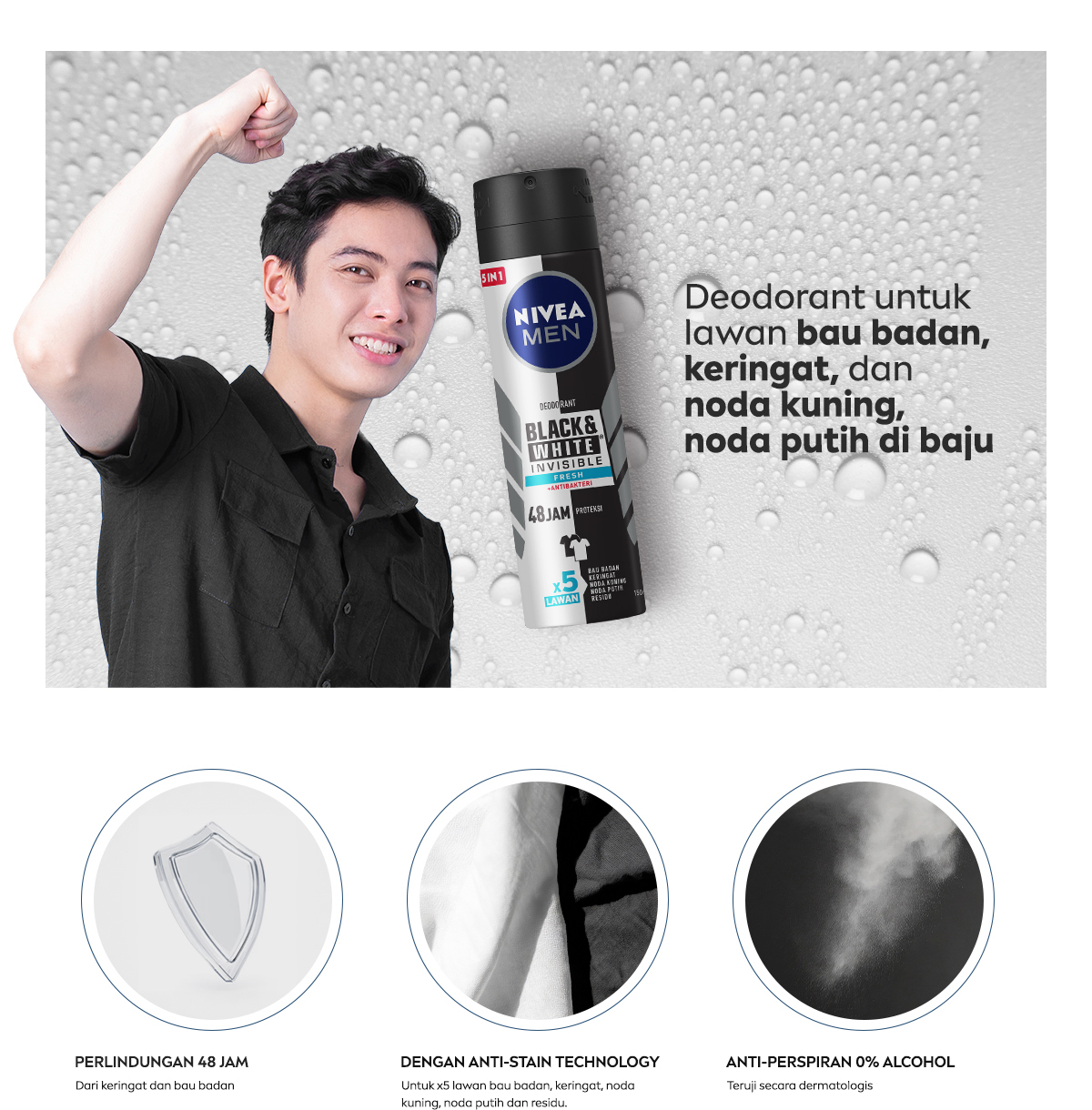 Jual NIVEA MEN Deodorant Spray Black & White Invisible Fresh 150ml ...
