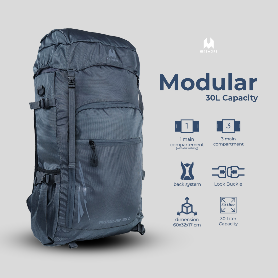 Jual Hikemore Tas Gunung Semi Carrier Modular Hiking Outdoor UNISEX ...