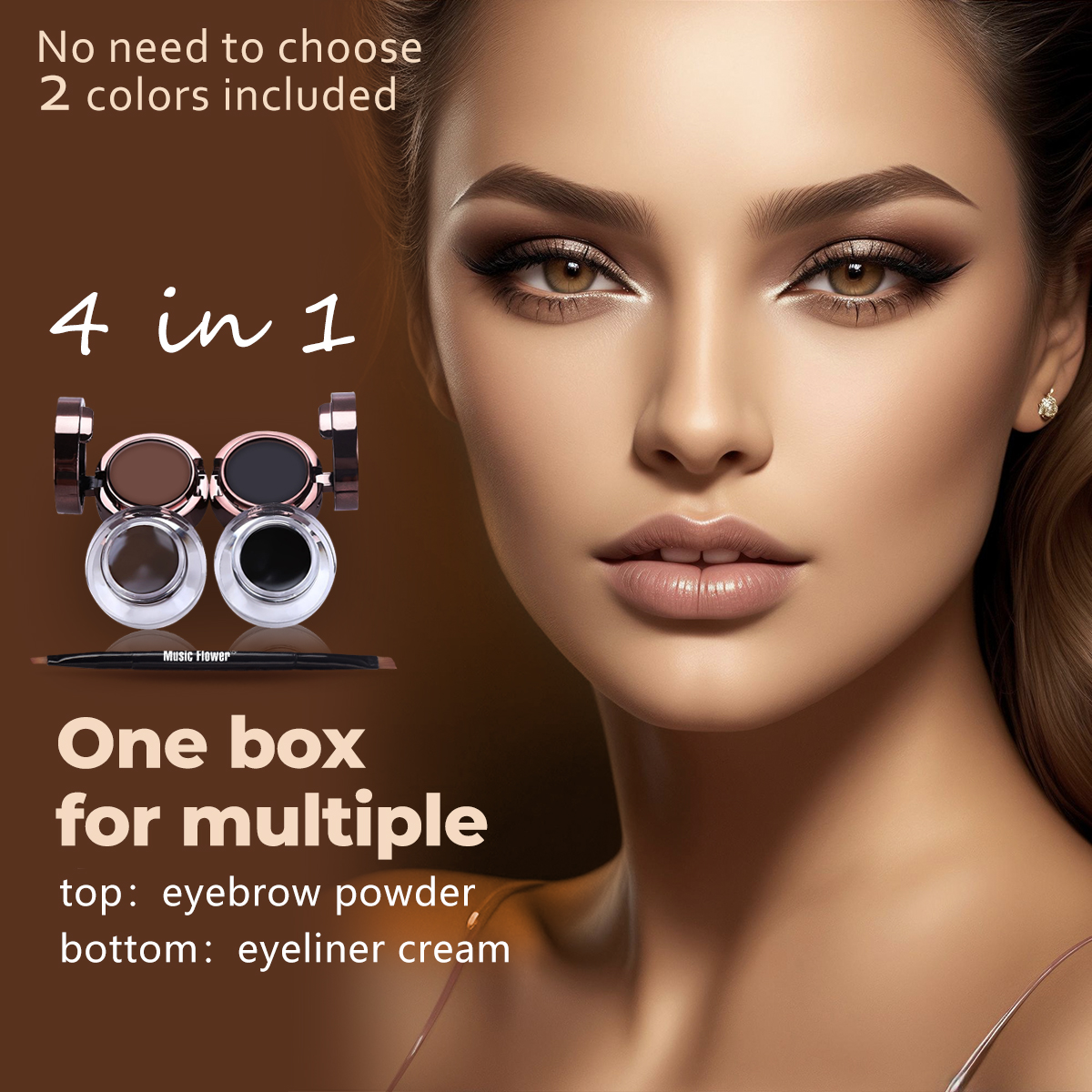 Jual MUSIC FLOWER 4-in1 Fascinated Eyebrow & Eyeliner Cream Powder 24H ...