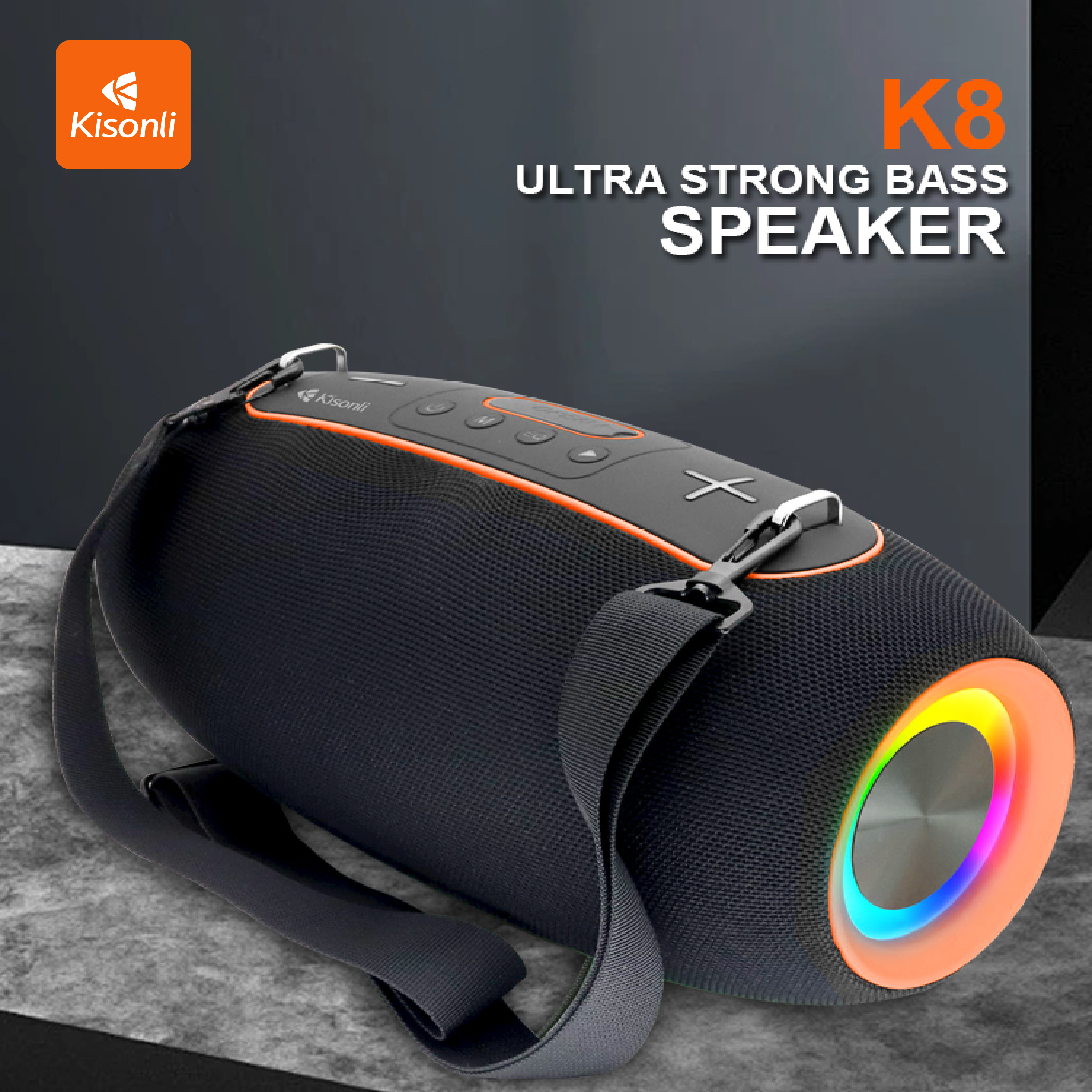 Jual KISONLI Speaker Bluetooth Outdoor K8 Ultra Strong Bass 50W RGB ...