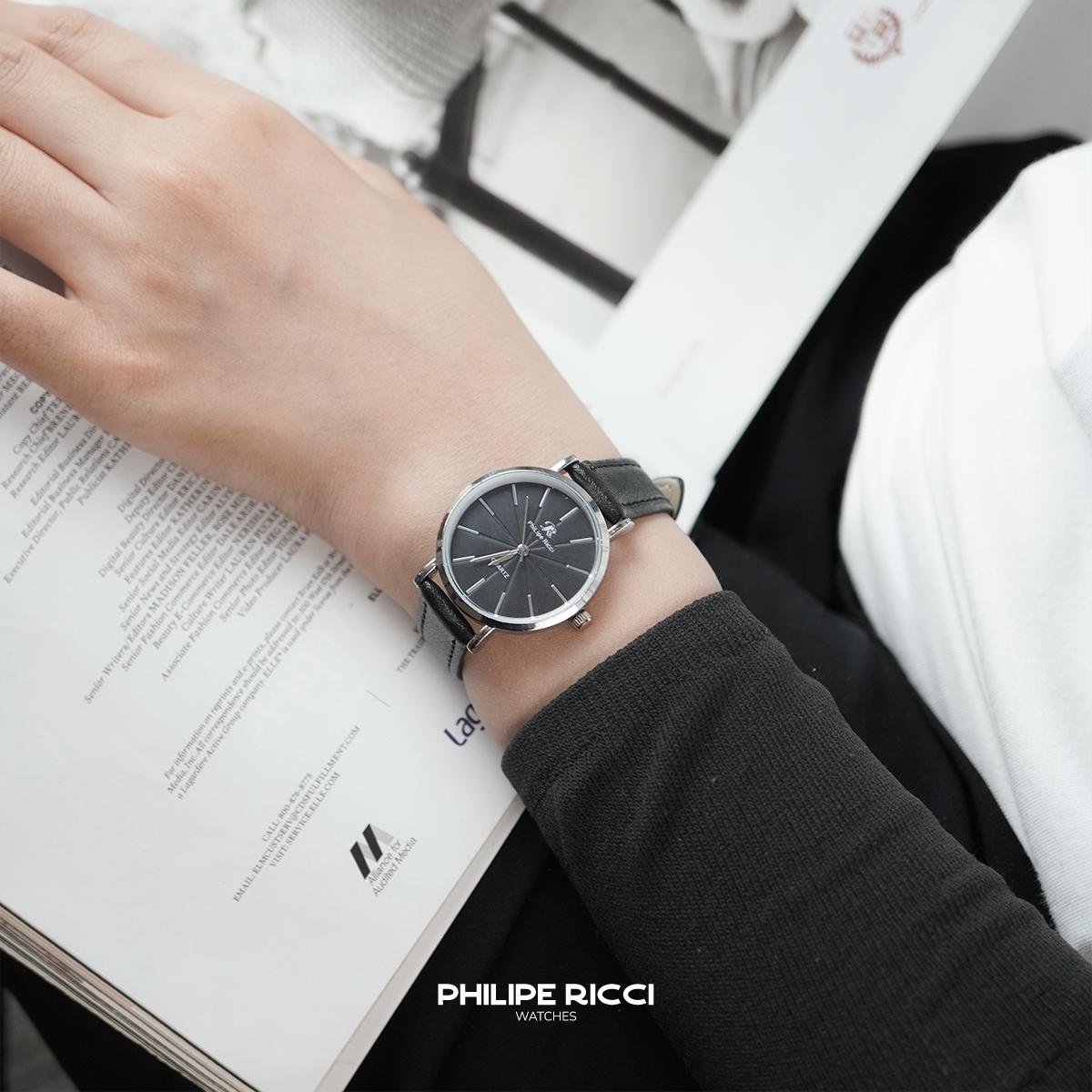 Jual PhiLipe Ricci Jam Tangan Wanita Kulit Hitam Kecil Gaya Trendy ...