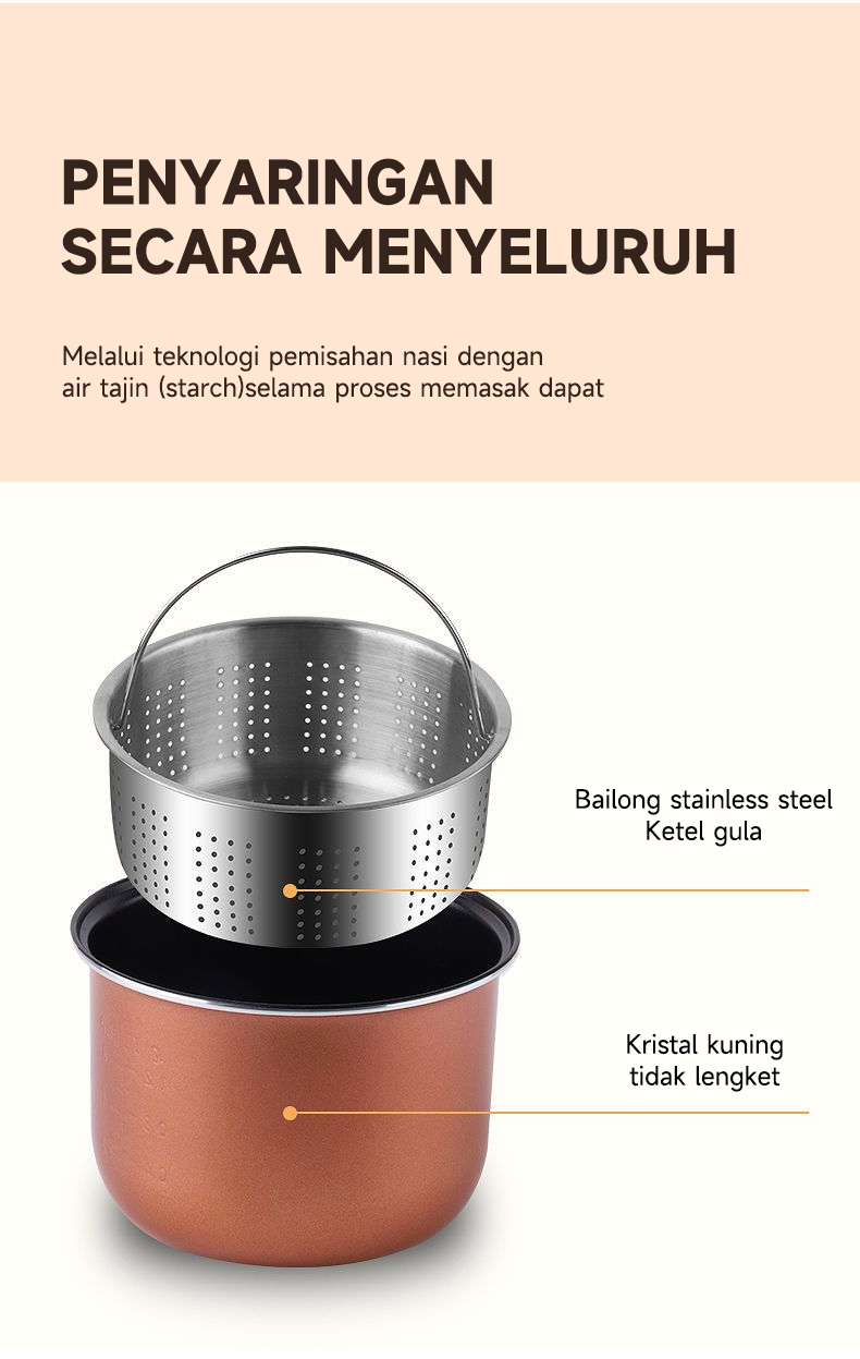 Jual MAIMEITE Rice Cooker Low Carbo Low Sugar Ceramic Coated Teflon ...