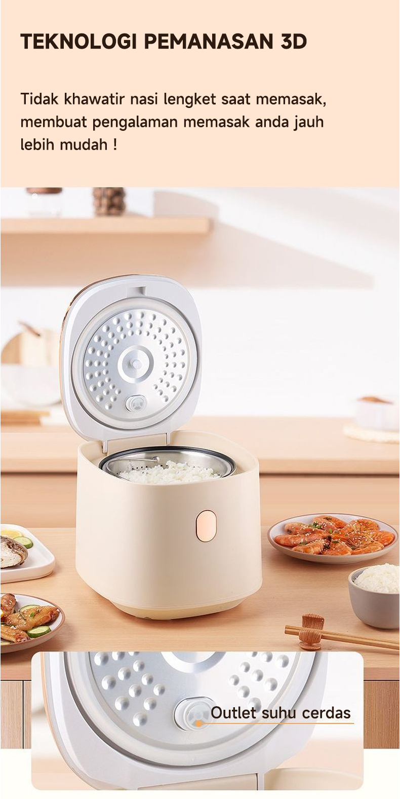Jual MAIMEITE Rice Cooker Low Carbo Low Sugar Ceramic Coated Teflon ...