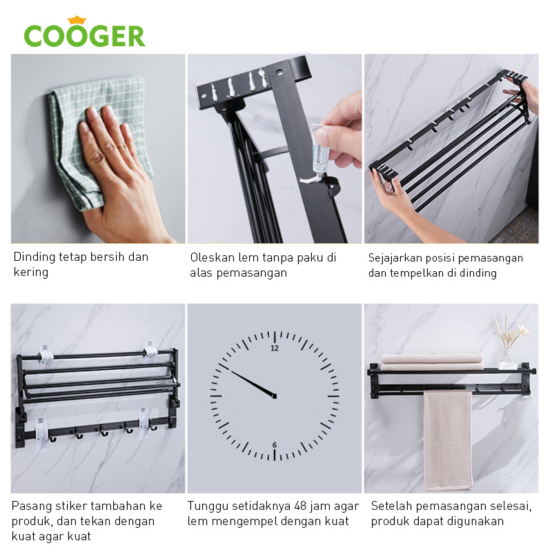 Jual COOGER Rak Handuk Rak Gantungan Handuk Rak Jemuran Kamar Mandi ...