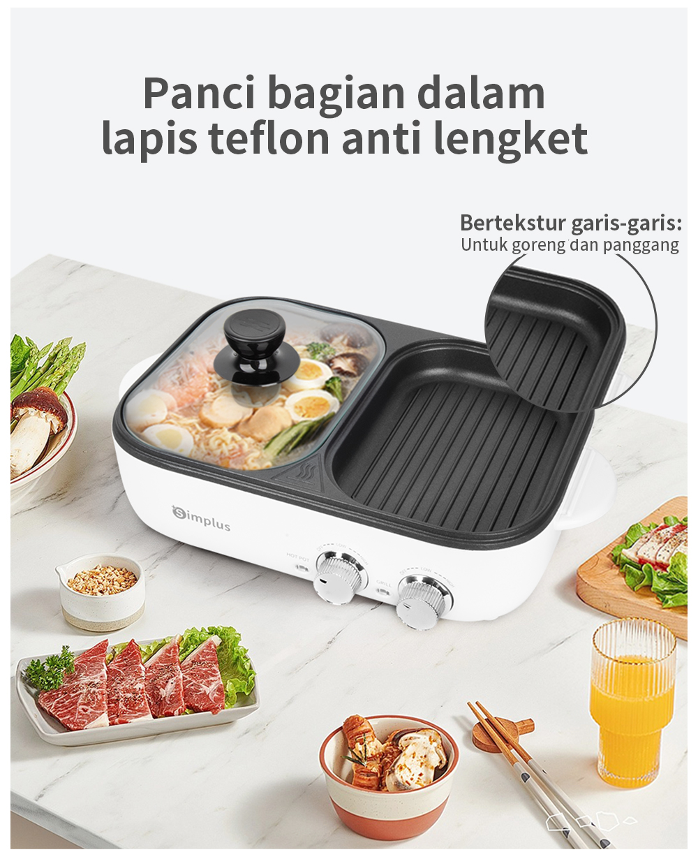 Jual Simplus Pemanggang Elektrik Multifungsi 2in1 Panggang Goreng ...