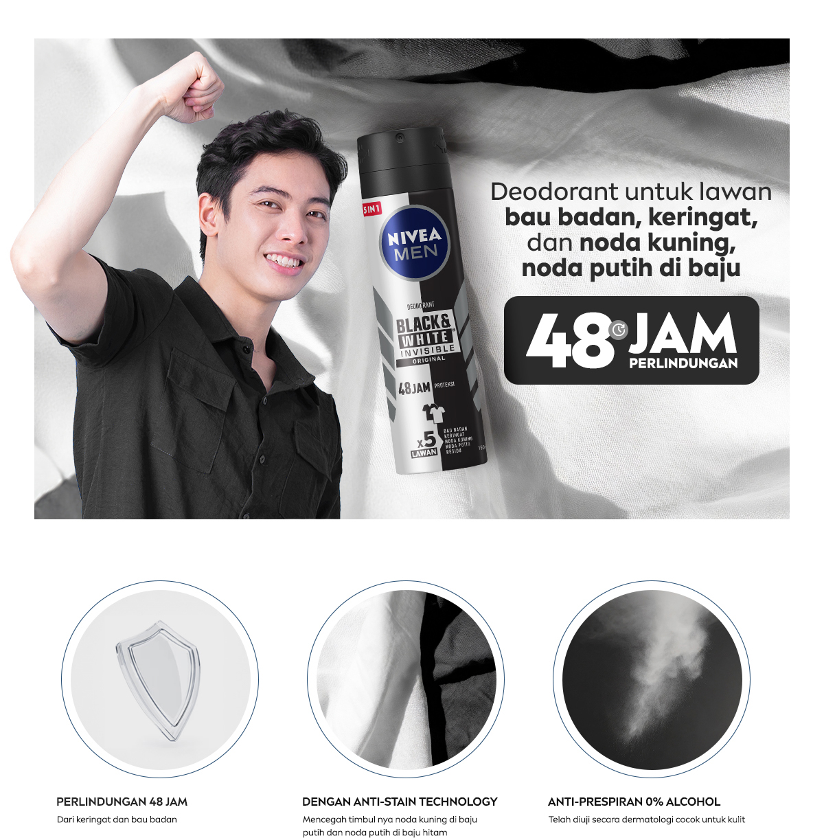 Jual NIVEA MEN Deodorant Spray Black & White Invisible Original 150ml ...