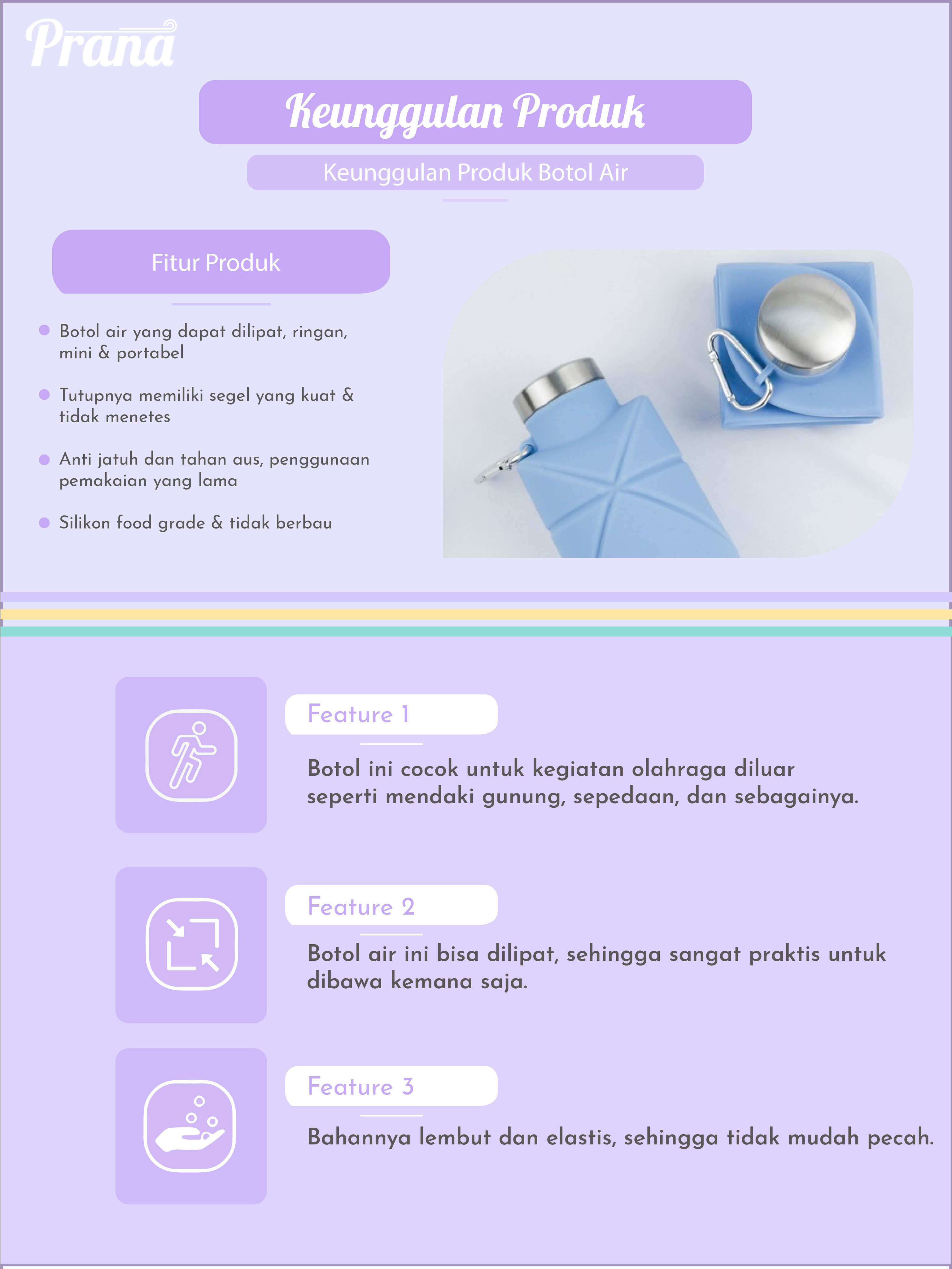 Jual PRANA Origami Bottle Botol Minum Lipat Silicone Botol Minum Sport ...