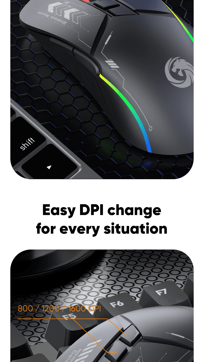 Jual MOFii Gaming Mouse Wireless 2.4G RGB Lights Rechargeable Baterai ...