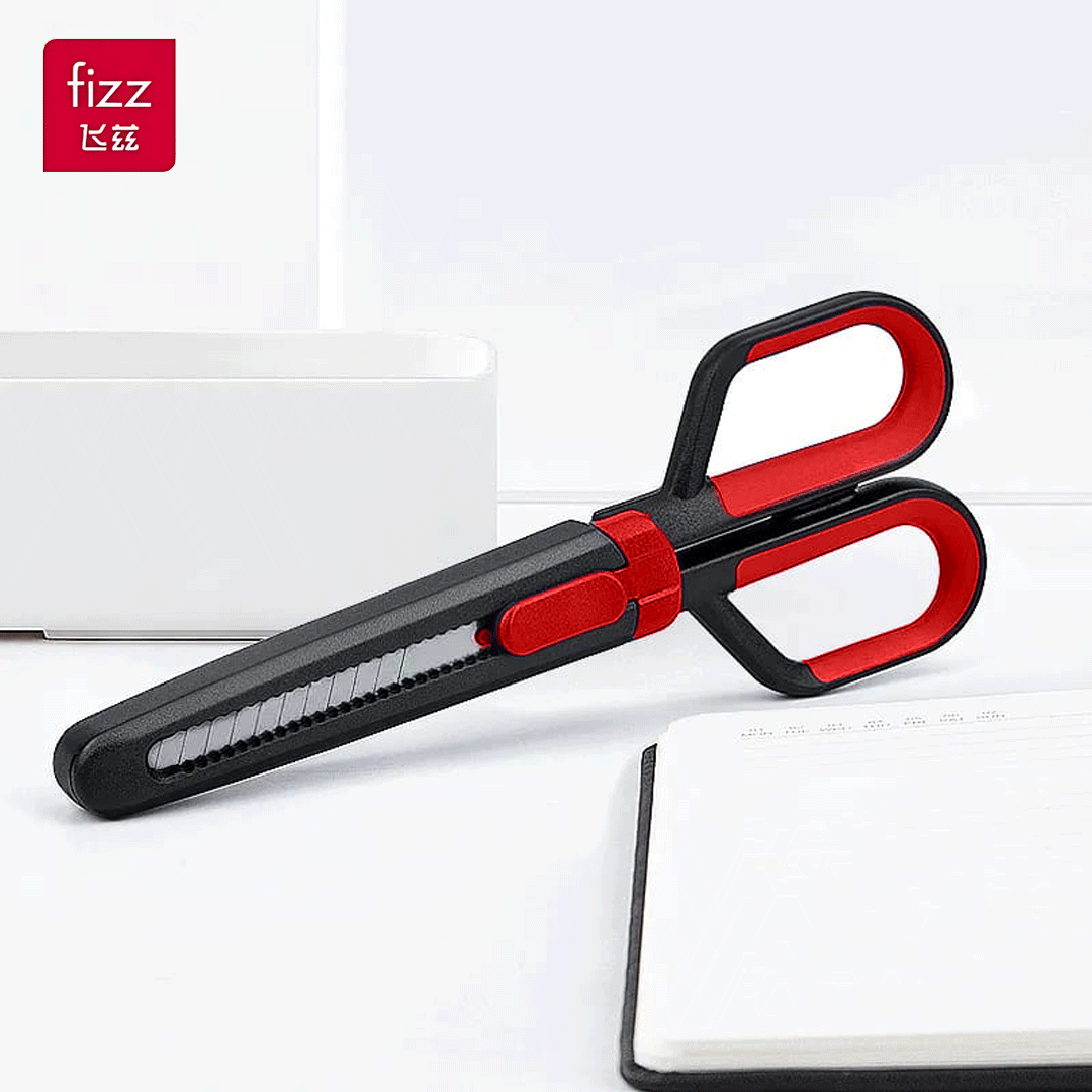 Jual Fizz FZ21210-B 2in 1 Gunting & Cutter Multifungsi Scissors ...