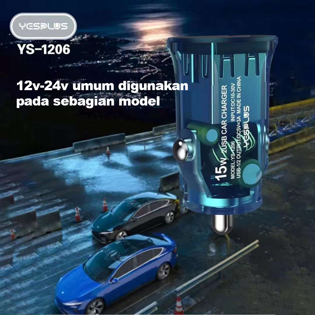 Jual Car Charger YESPLUS YS-1206 New Saver Car Charger Transparent Two ...