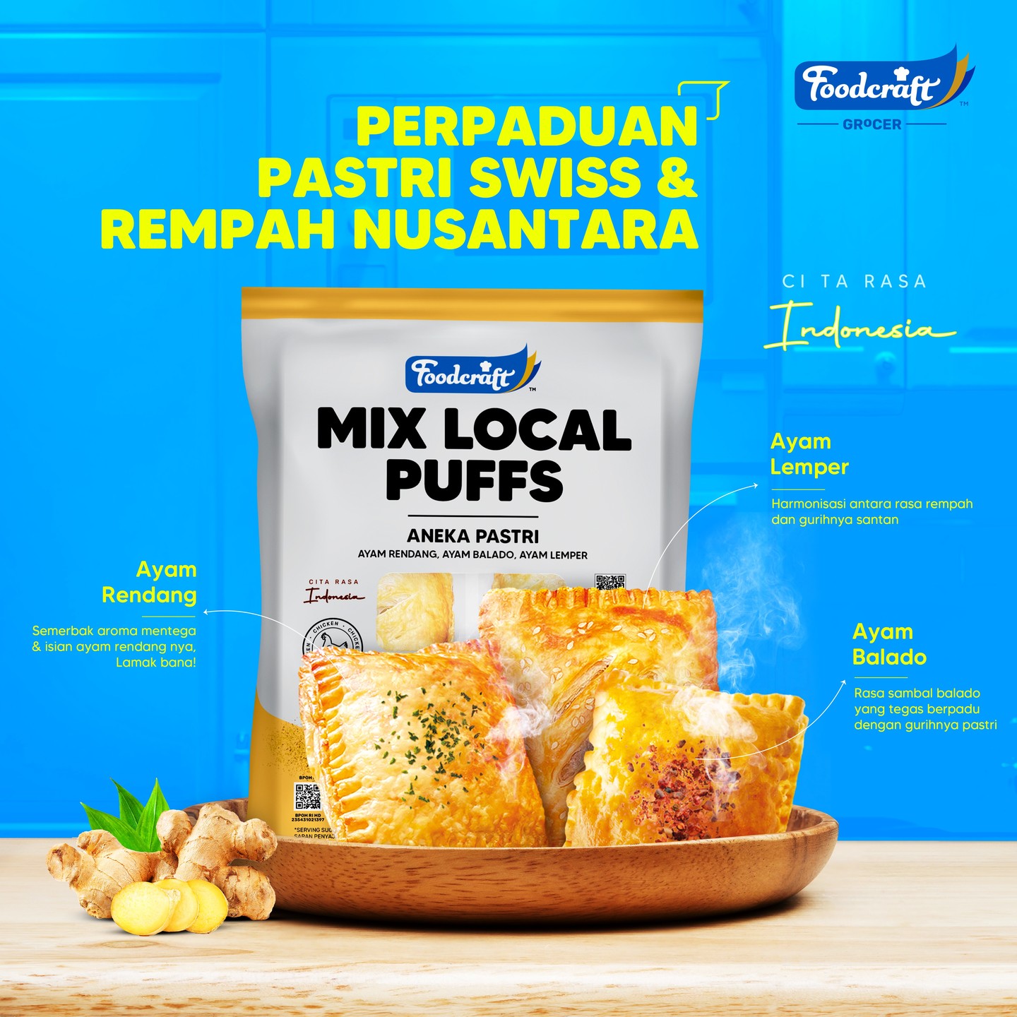 Jual Foodcraft Puffs Pastry Mix Local Puffs Pastri Aneka Rasa Rendang ...