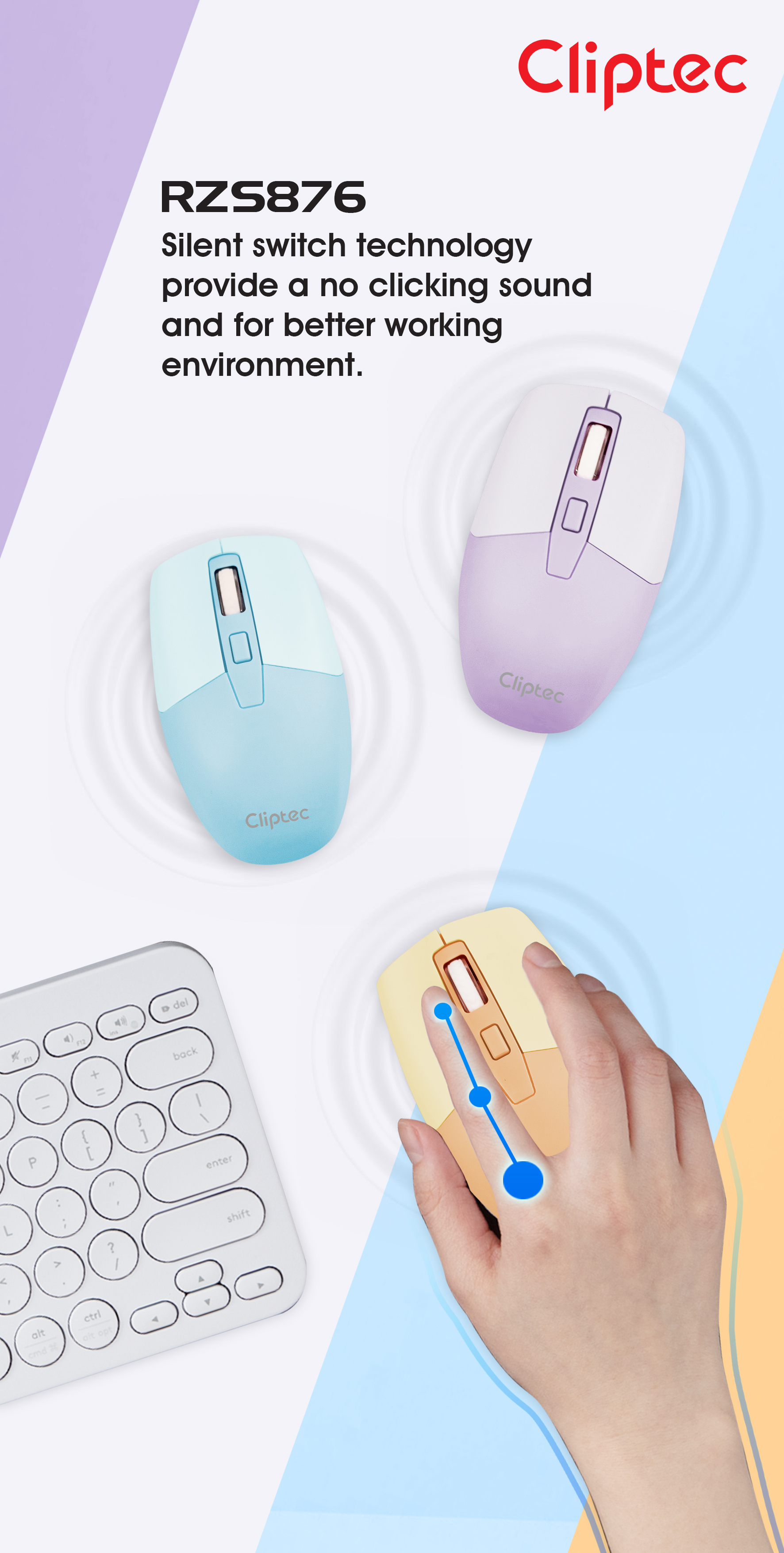 Jual Mouse Wireless Silent Click 1600Dpi Cliptec RZS876 | Shopee Indonesia
