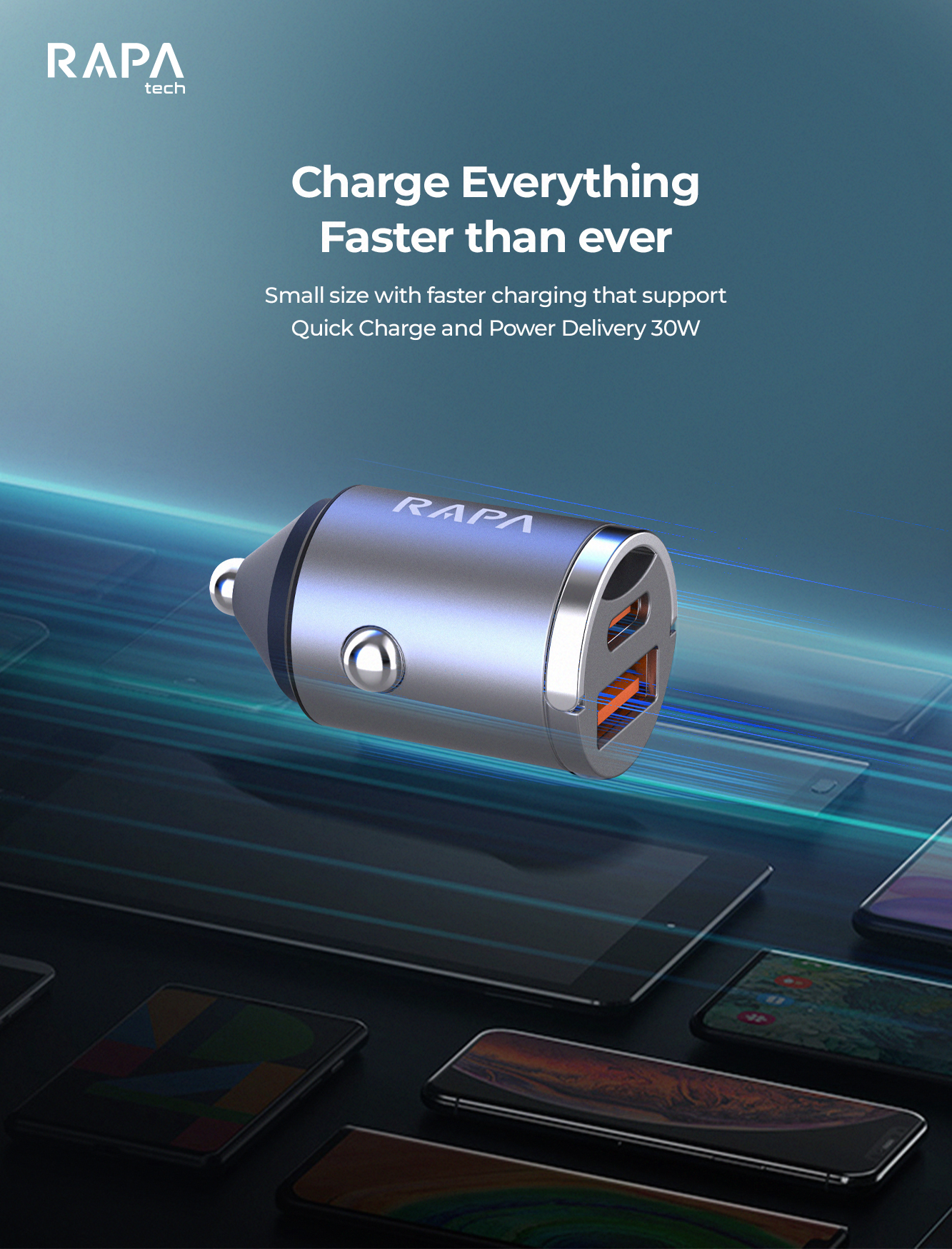 Jual RAPAtech Car Charger DRIVE I Dual Port Fast Charging 45W MB1030 ...