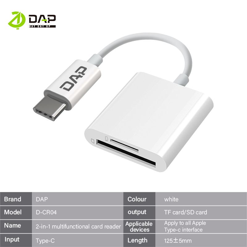 Jual DAP D-CR04 Card Reader Type C to TF Card & SD Card With USB 2.0 ...