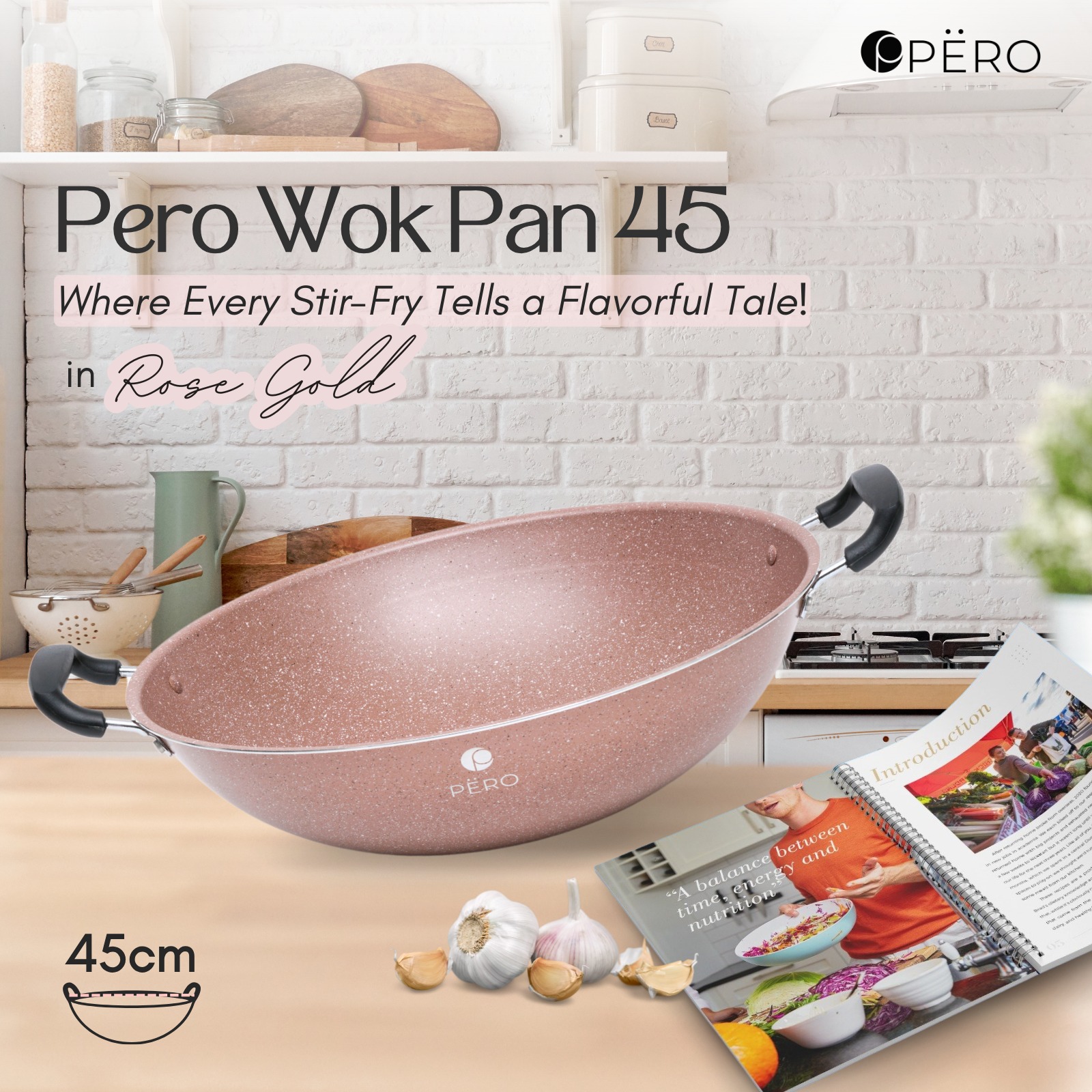 Jual Pero Wokpan Jumbo 2 Handle Granite Nonstick / Wok Rendang Jumbo ...