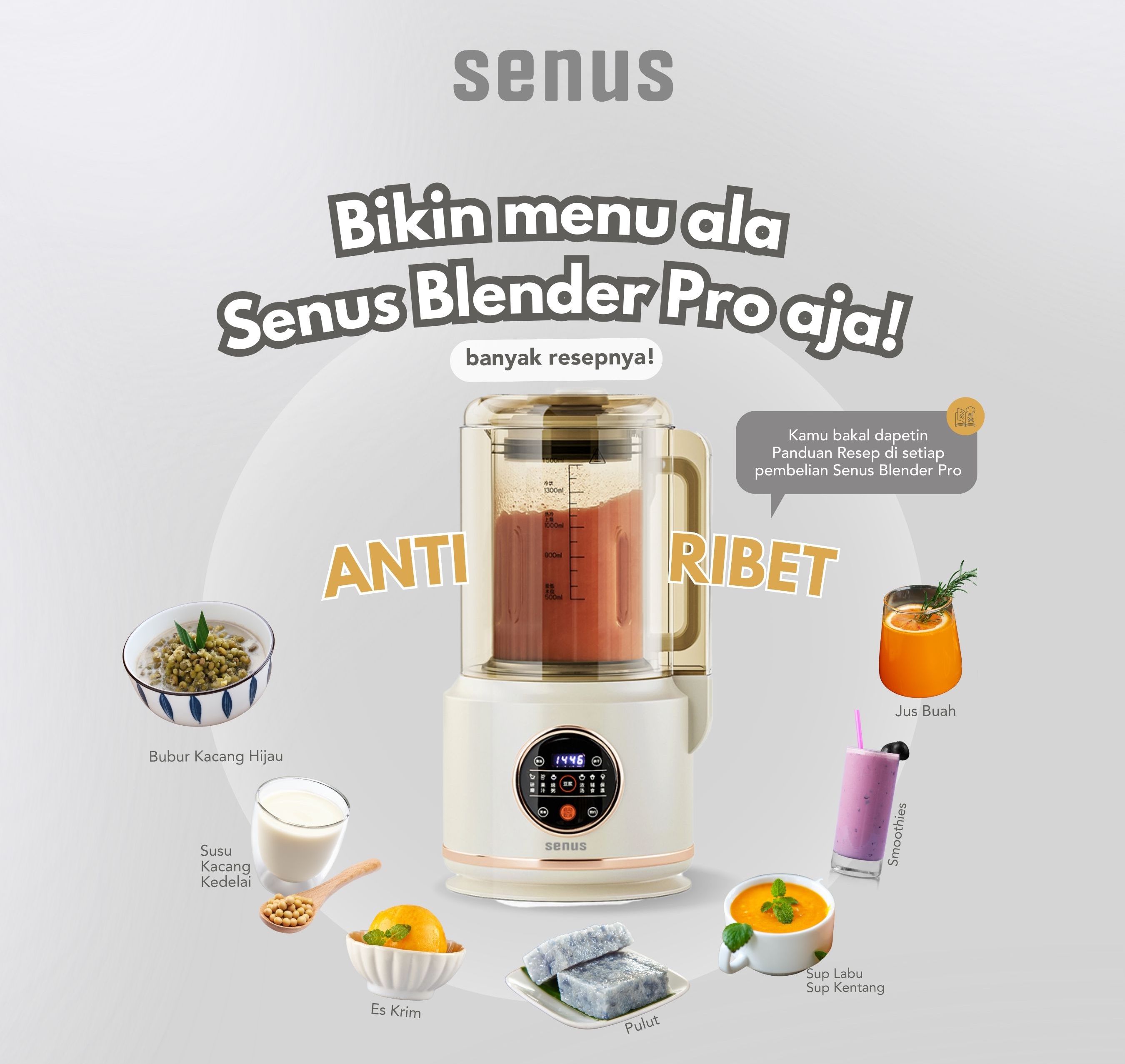 Jual Senus Blender Touch Screen Anti-Bising Mesin Susu kedelai Hot Cold ...