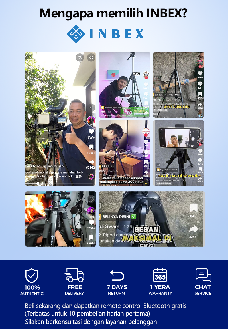 Jual INBEX IB-2R 170CM Tripod Kamera Hp Bluetooth Remote Aluminum ...