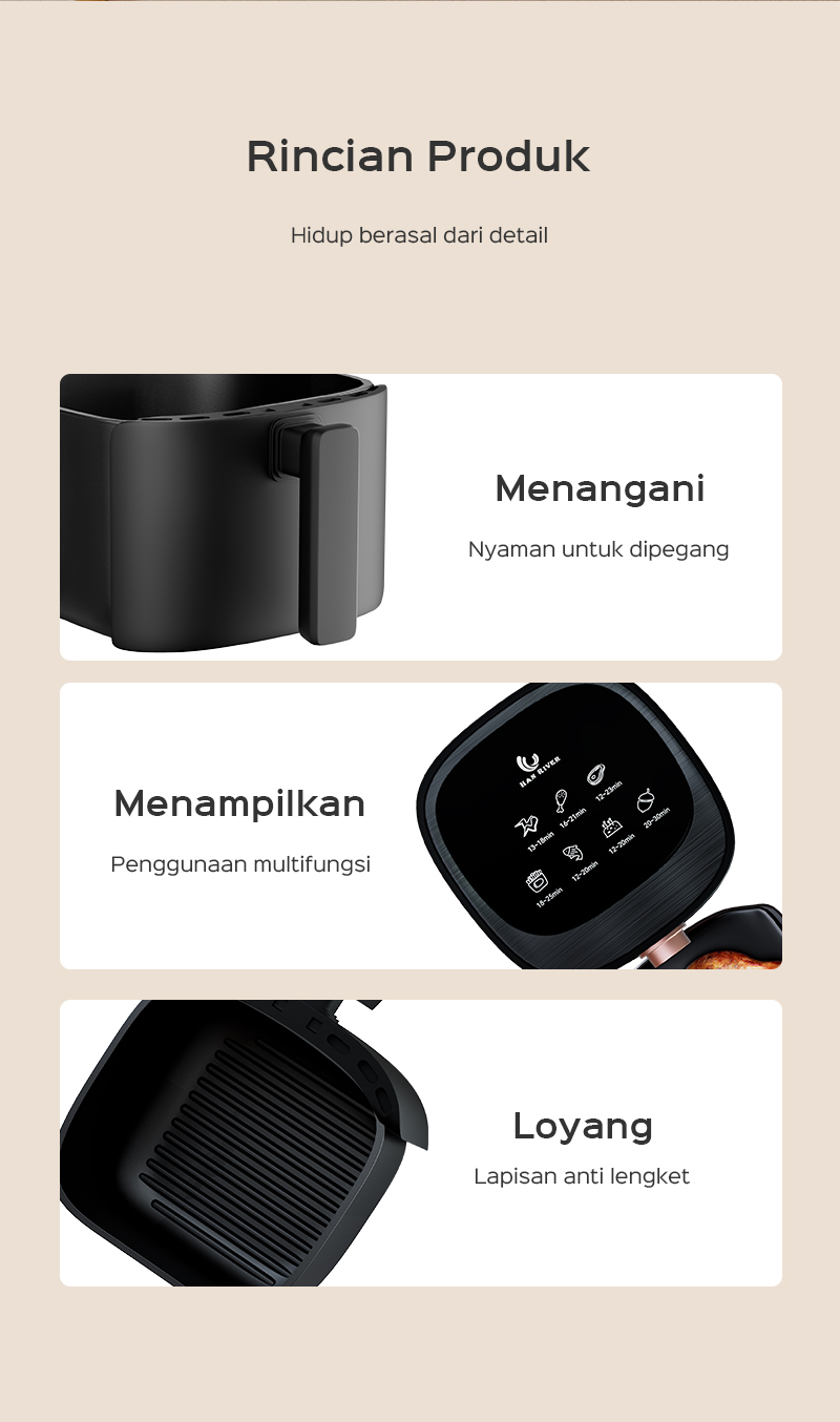 Jual [Pengiriman dari Banjarmasin]HAN RIVER Air Fryer 3.5L Air Fryer