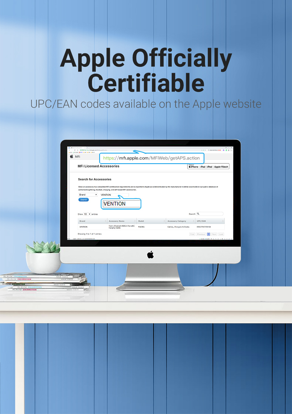 Vention Kabel Data Usb C to Lightning iPhone PD MFI Certified
