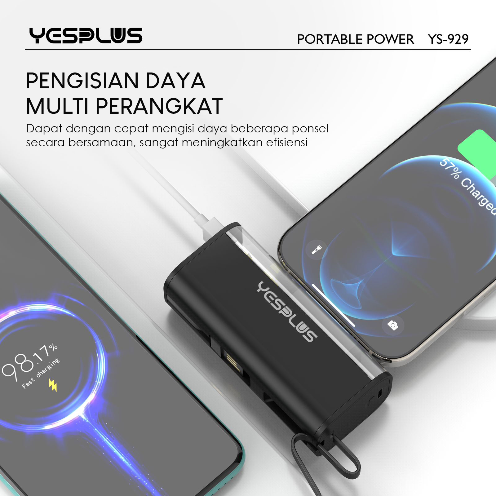 Jual New Mini Portable Powerbank Transparan YESPLUS YS-929 Fast ...