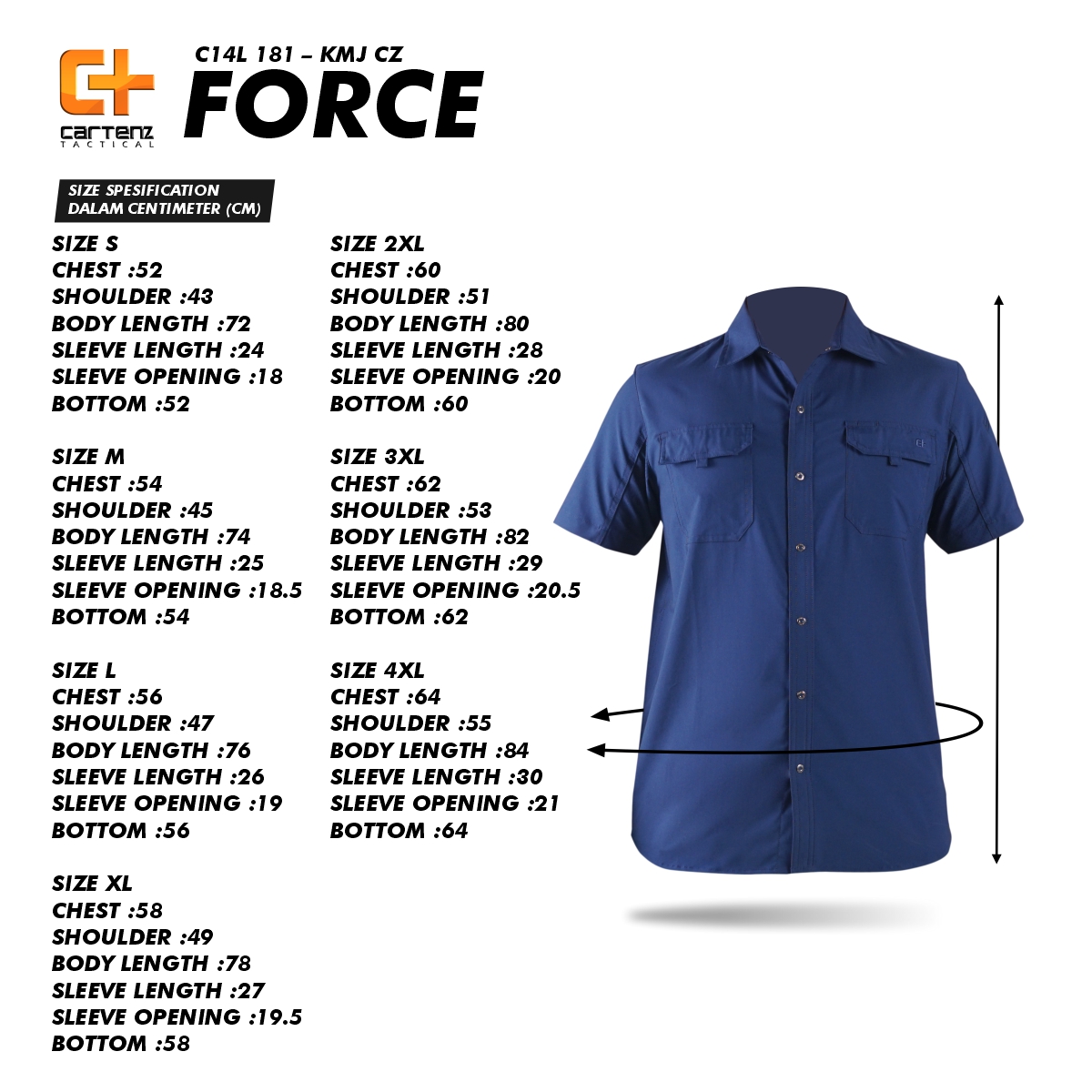 Jual Kemeja Pendek Pria Cartenz Tactical Force | Shopee Indonesia