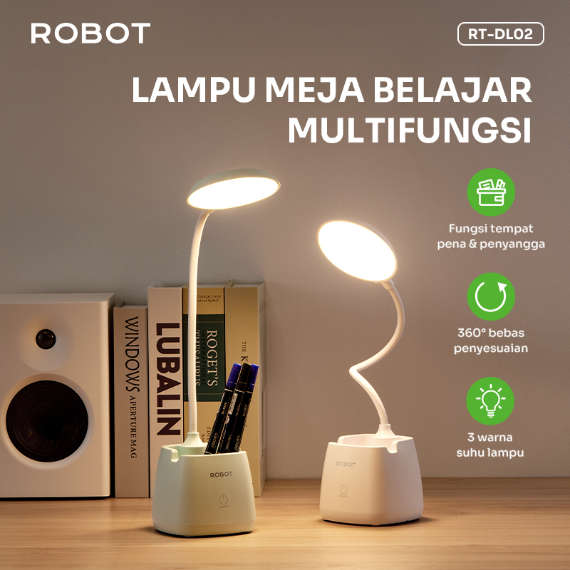 Jual ROBOT Lampu Meja Belajar RT-DL02 Fleksibel Rechargeable ...