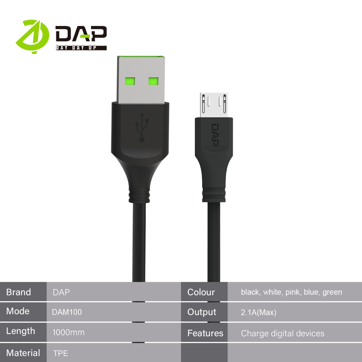 Jual DAP DA Series Kabel Data Micro, Type C & Lightning 2.4A Fast ...