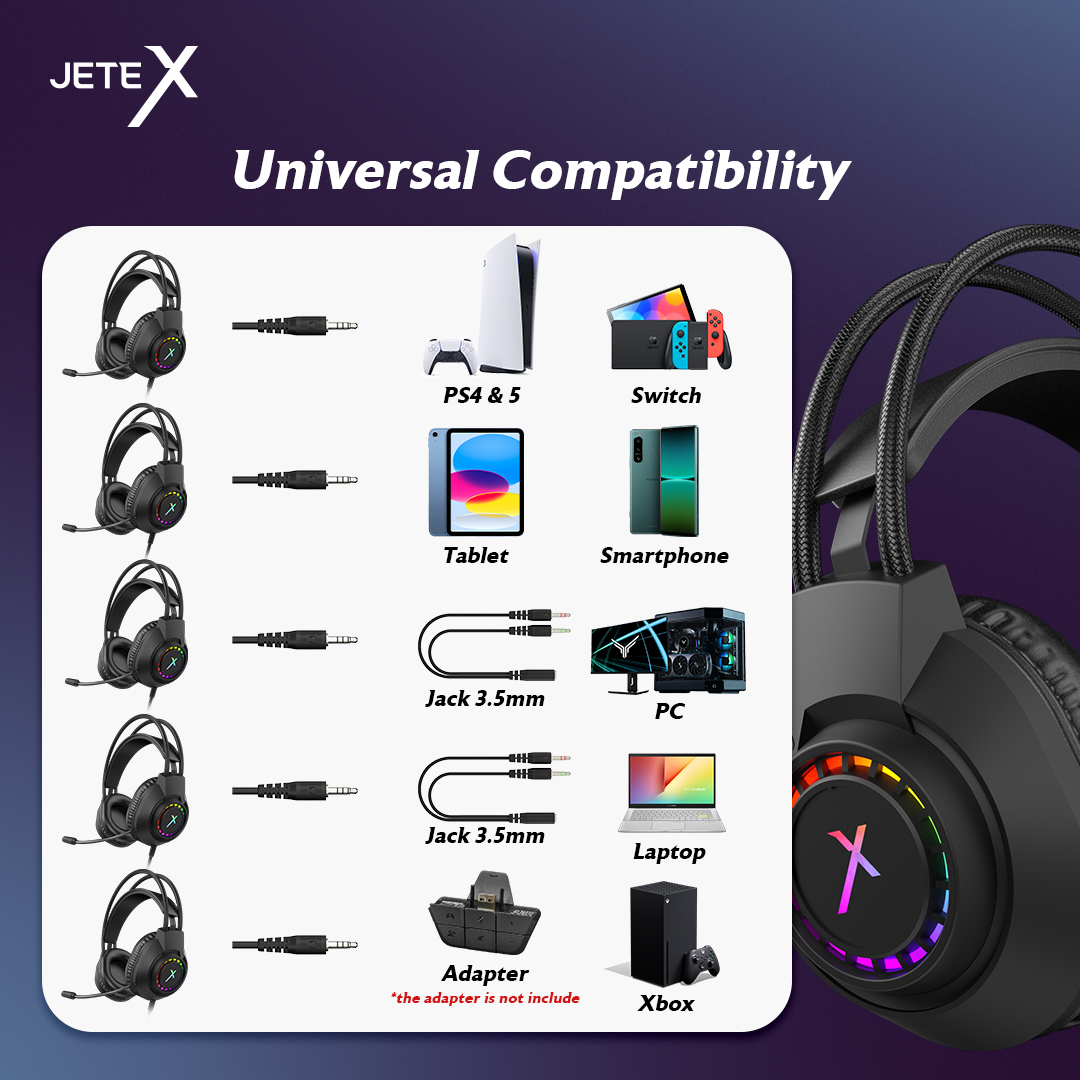 Jual Headset Gaming Headphone JETE GS2 with RGB Light Omnidirectional ...