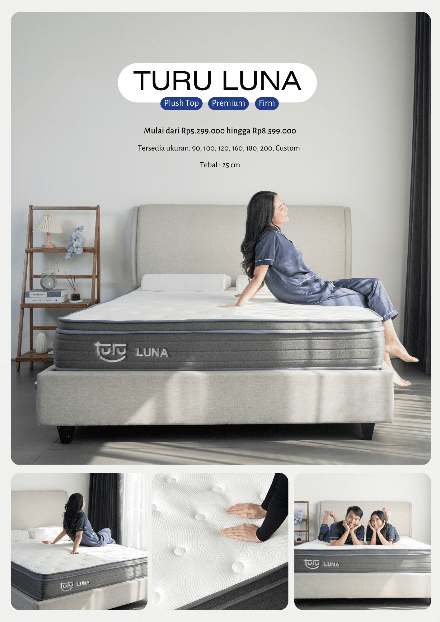 Jual Kasur Busa Premium TURU LUNA Plush Top Natural Latex ukuran ...