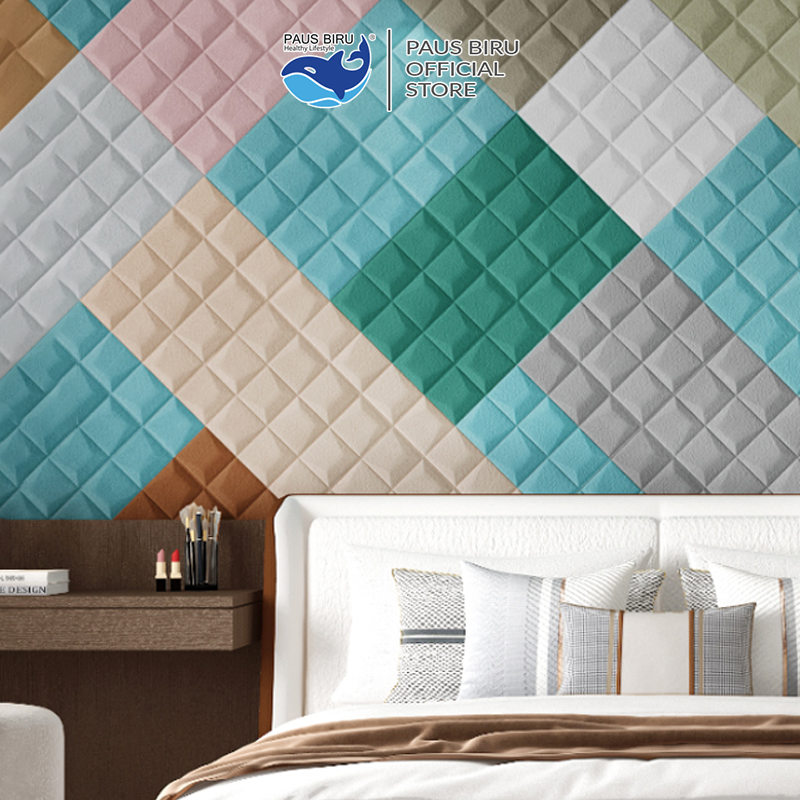 Jual Paus Biru - Wallpaper Sticker Foam Motif Diamond Bahan Kulit ...