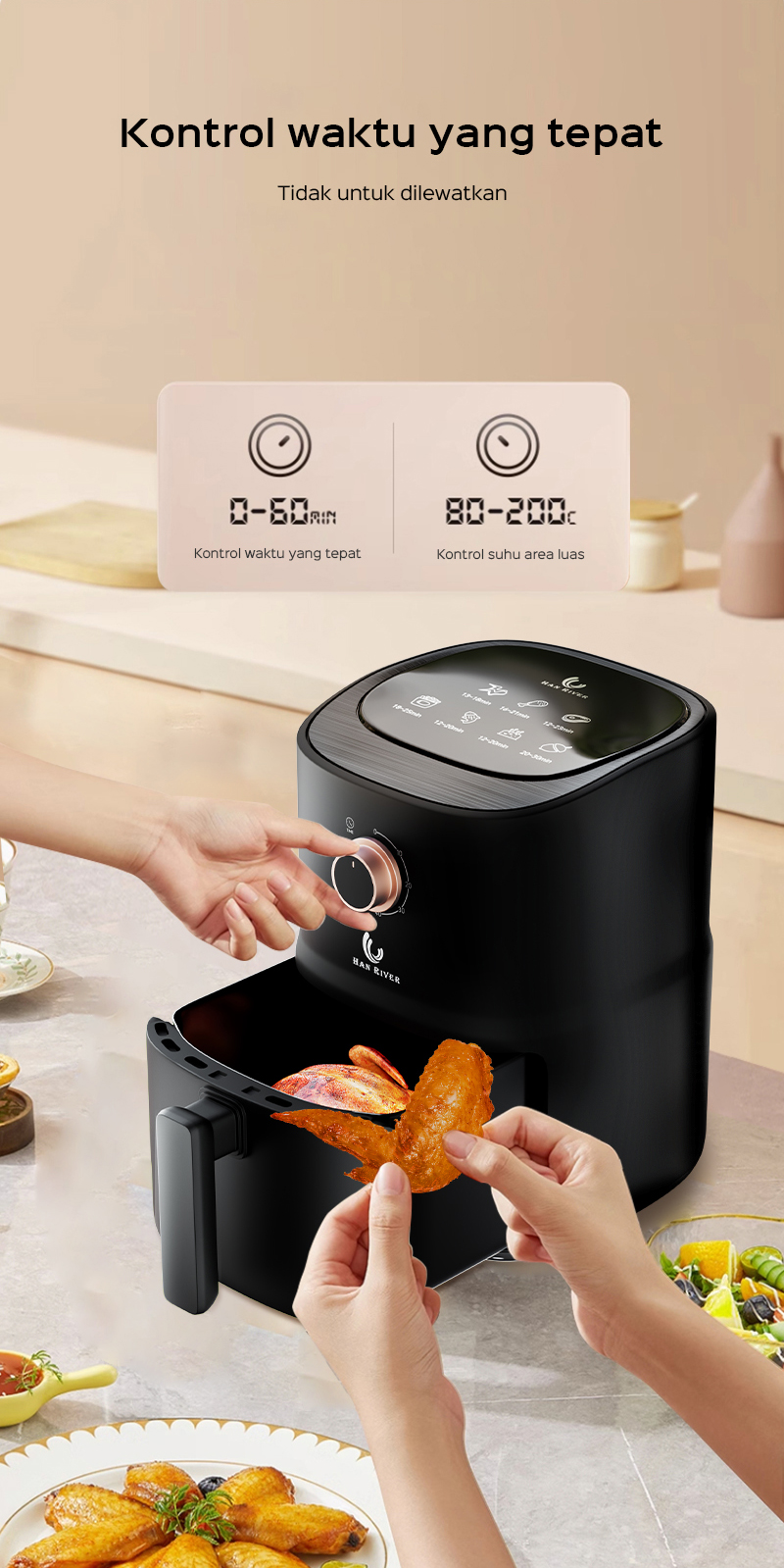 Jual [Pengiriman dari Banjarmasin]HAN RIVER Air Fryer 3.5L Air Fryer
