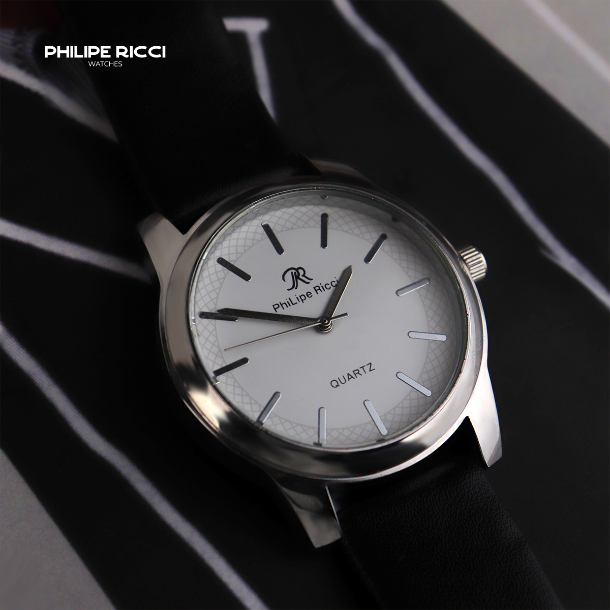 Jual PhiLipe Ricci Jam Tangan Pria Kulit Hitam Original Kasual Analog ...