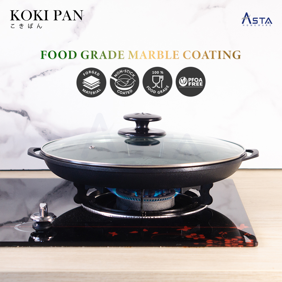 Jual Asta Panggangan Anti Lengket Grill Pan Tutup Kaca BBQ Koki Pan ...