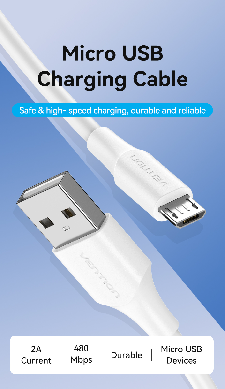 Jual Vention kabel Data USB A Male to Micro-B b Male Android | Shopee ...