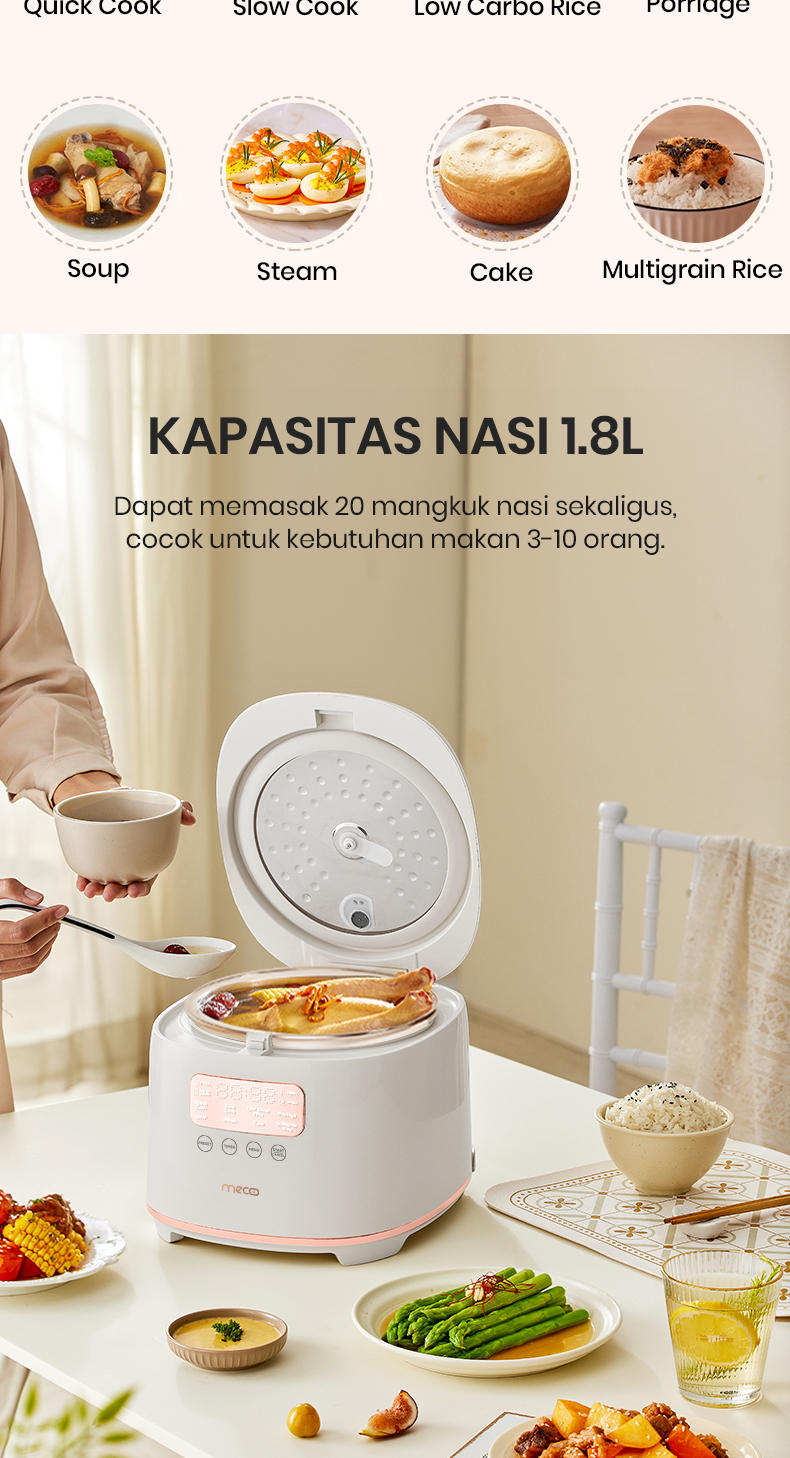 Jual Mecoo Most Aesthetic Rice Cooker UltraWarmth 48H 1.8L Low Carbo ...