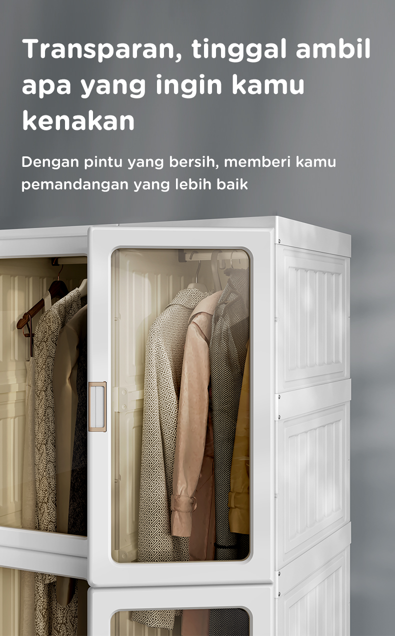 Jual ANTBOX Lemari Baju Transparan 9 Box 1 Gantungan 540L Lemari Baju ...