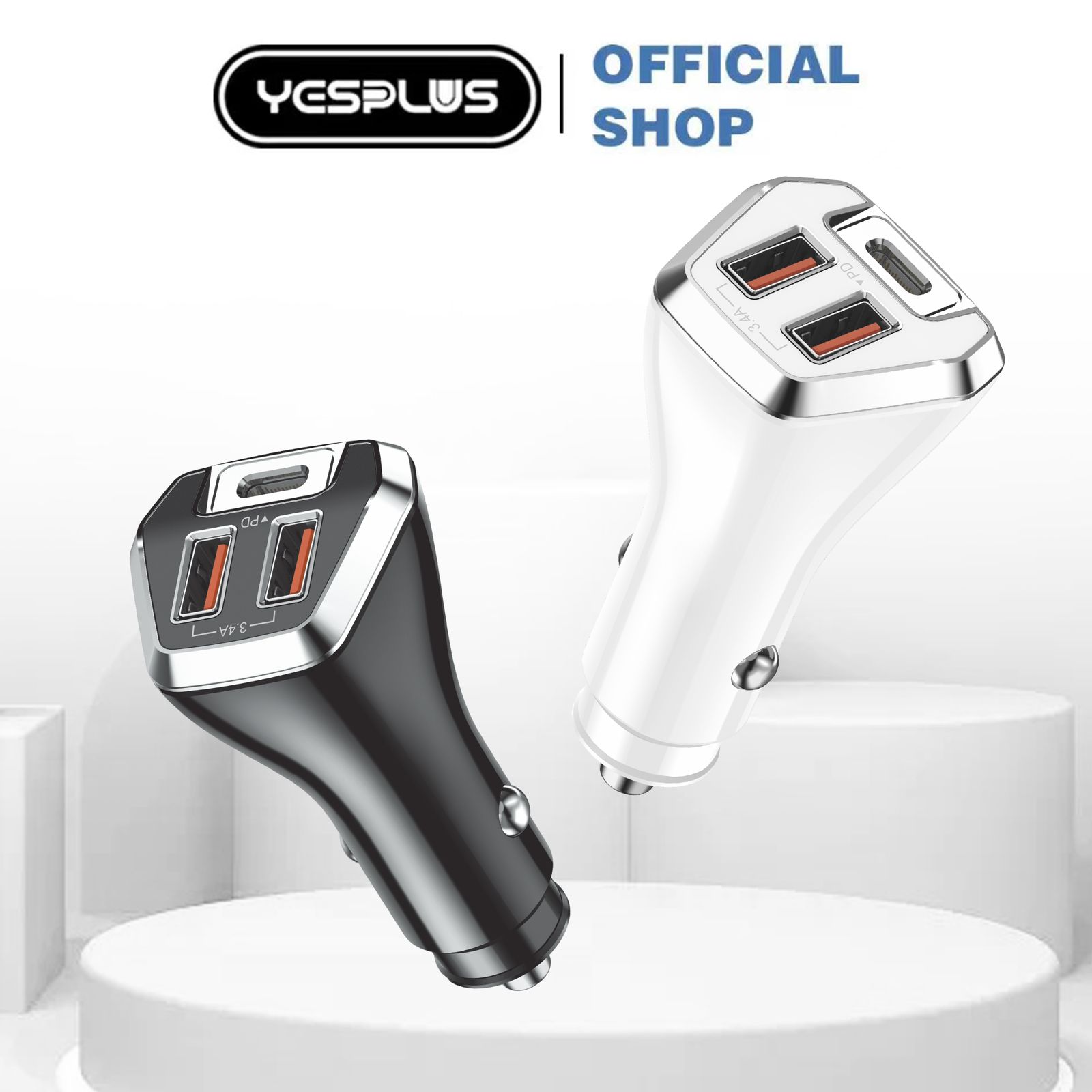 Jual Car Charger YESPLUS YS-1214 New Saver Car Charger Two USB 6A 20W ...