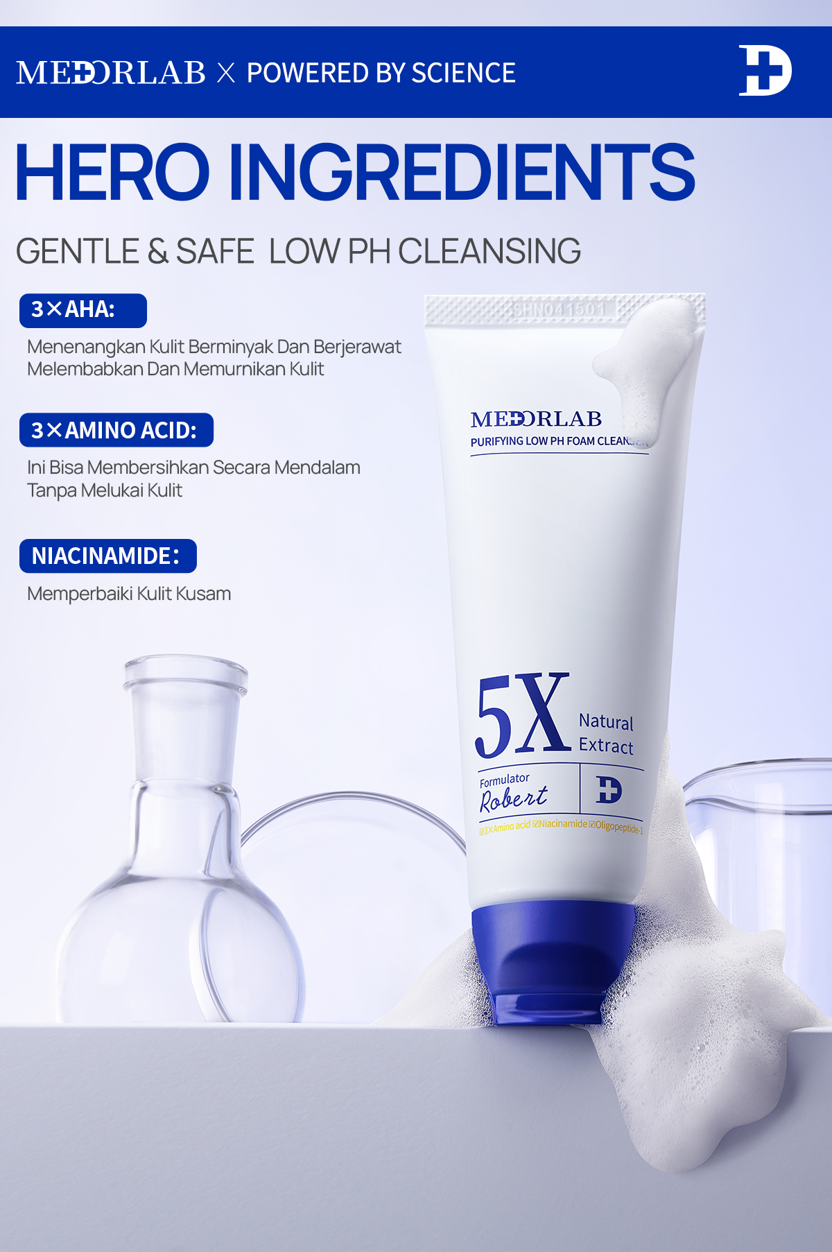 Jual MEDORLAB Low pH Foam Cleanser 3XAHA/3X AMINO ACID/Niacinamide ...