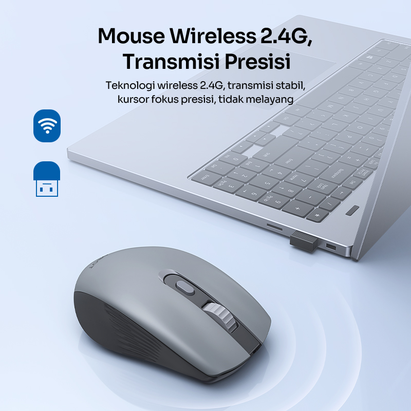 Jual ROBOT Mouse Wireless Koneksi 2.4G Silent Klik Senyap Tidak Berisik ...