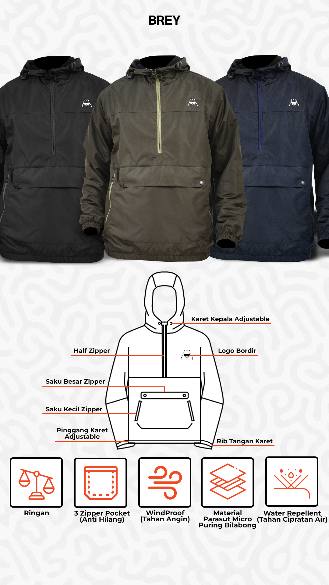 Jual BREY Jaket Pria Cagoule Parasut Maze Jacket | Shopee Indonesia